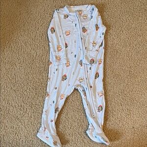 Angel Dear Blue One Piece with Toast and Avocado skiing Print